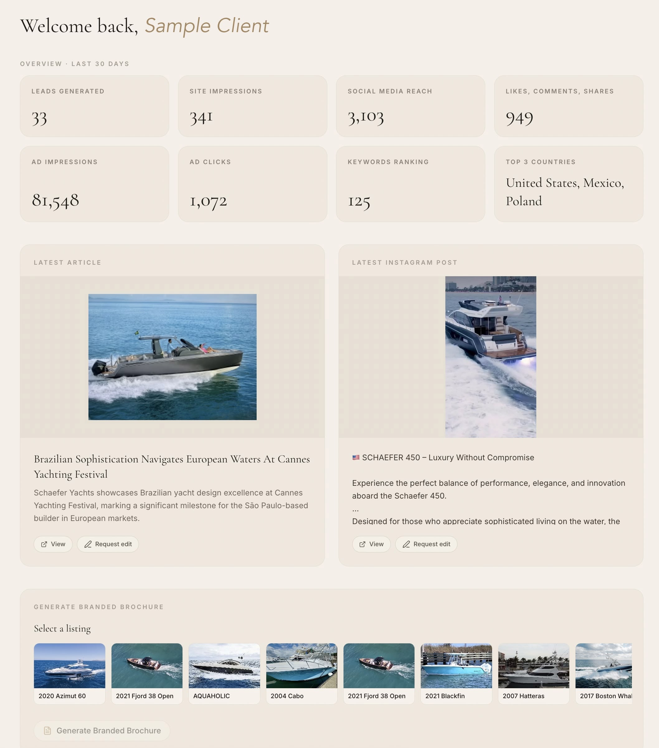 Broker portal — leads, content and analytics in one dashboard